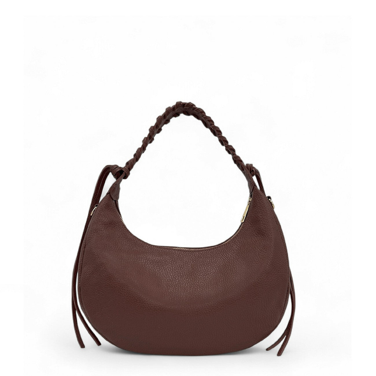 Sac demi-lune en cuir grainé NYX Chocolat