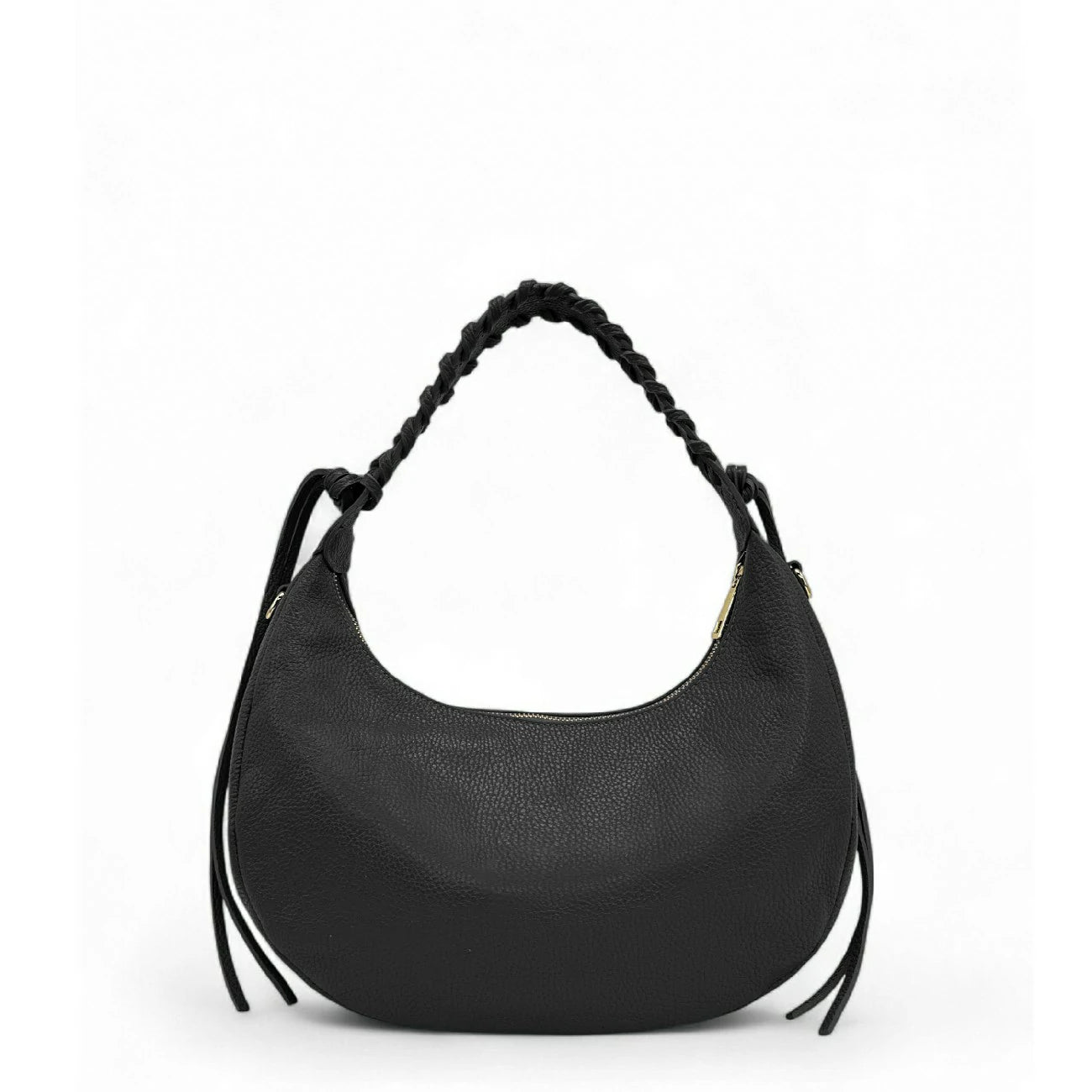 Sac demi-lune en cuir grainé NYX Noir