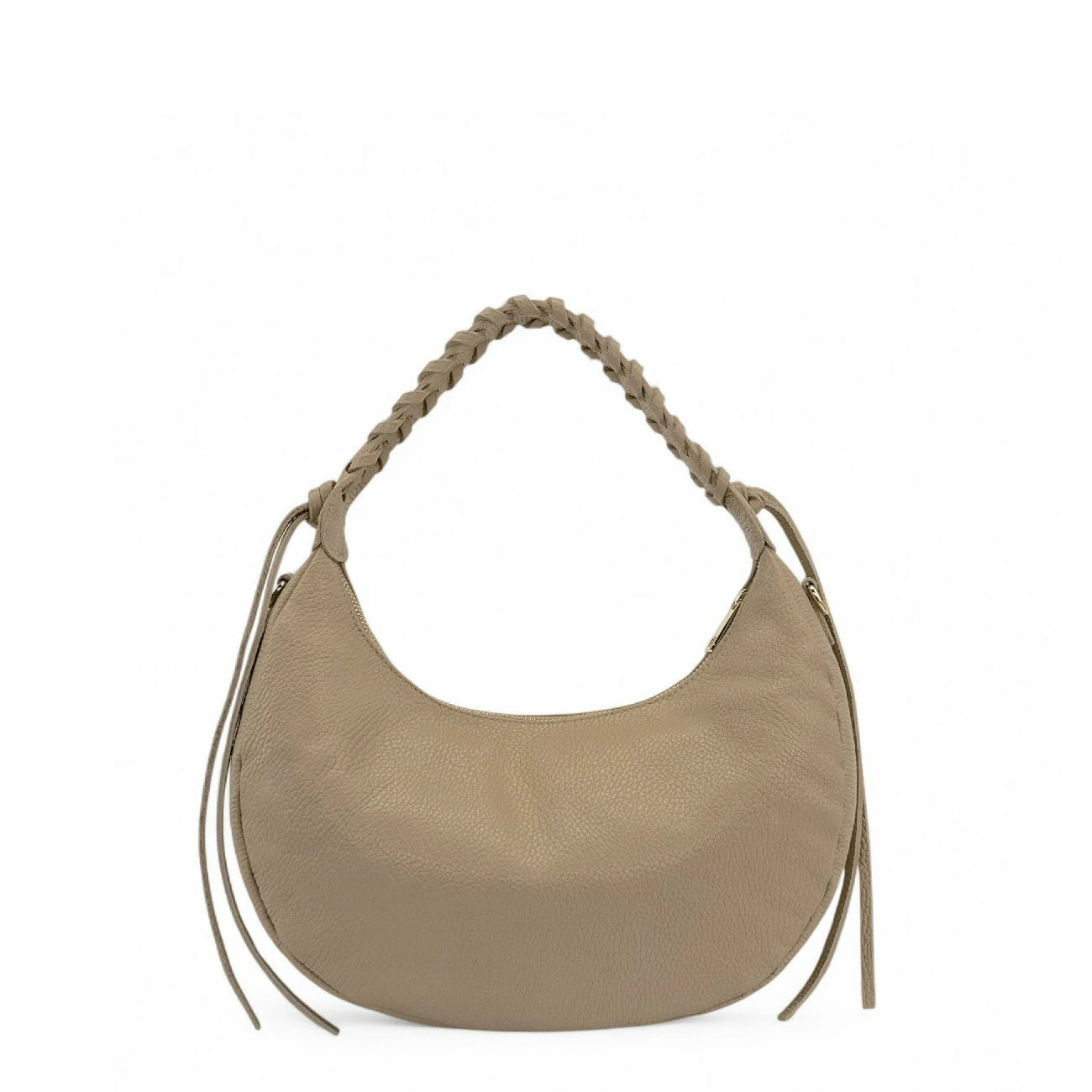 Sac demi-lune en cuir grainé NYX Taupe