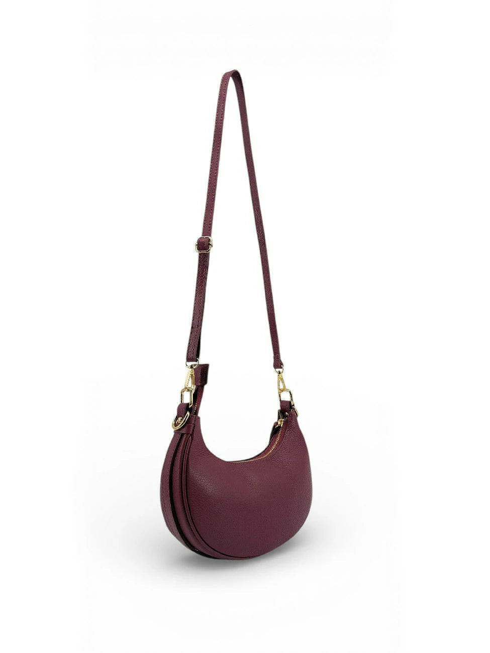 Halbmond-Handtasche aus Wildleder MUNE Bordeauxrot