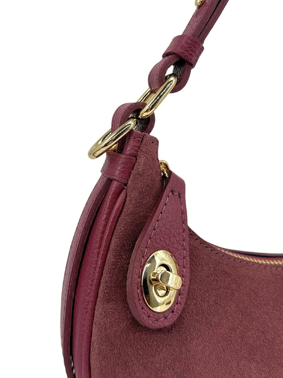 Halbmond-Handtasche aus Wildleder MUNE Bordeauxrot
