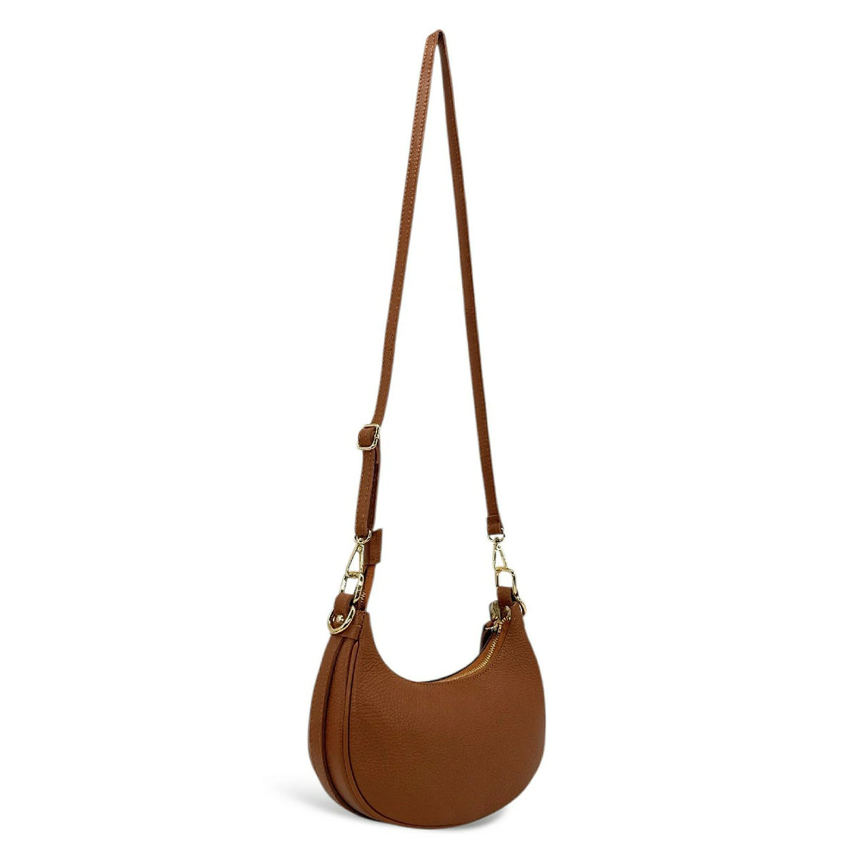 Wildleder-Halbmond-Handtasche MUNE Dunkelcamel