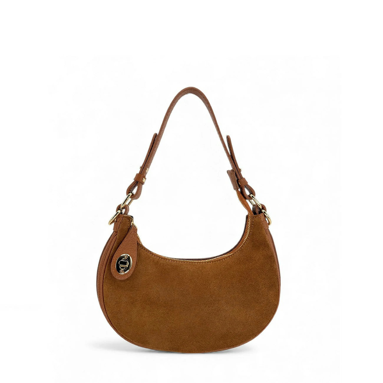 Sac à main demi-lune en daim MUNE Camel foncé