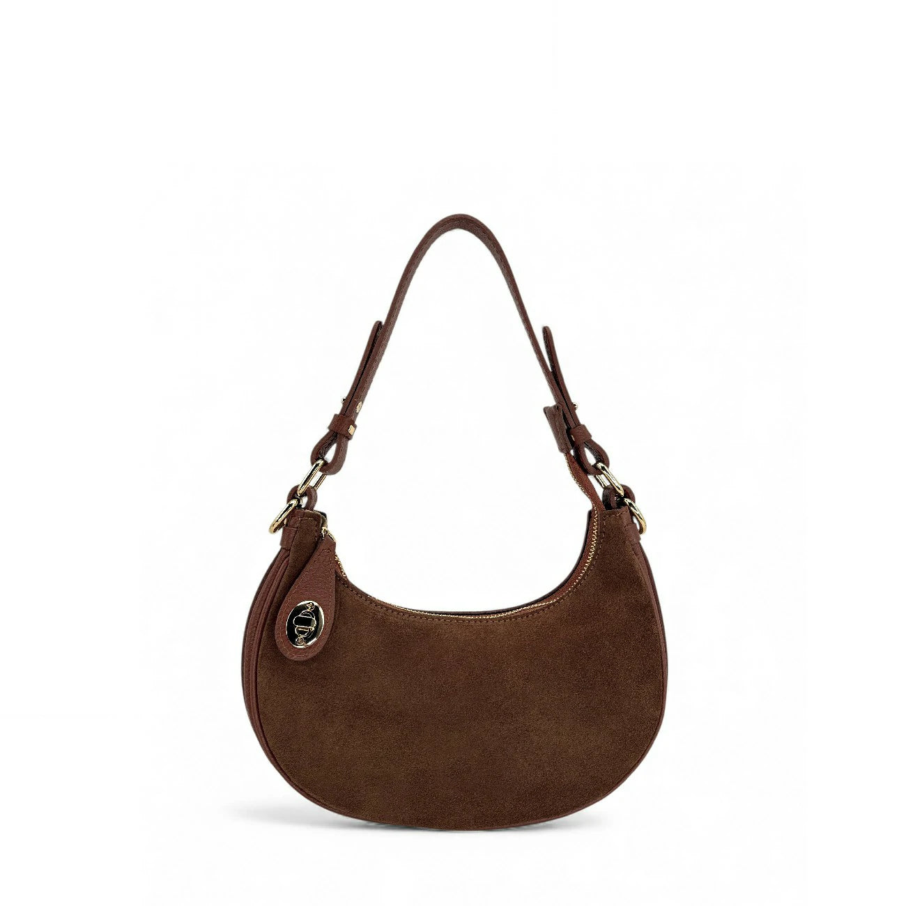 Sac à main demi-lune en daim MUNE Chocolat