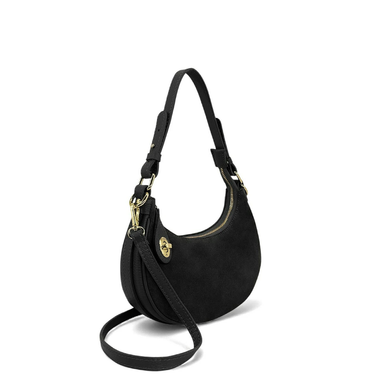 Sac à main demi-lune en daim MUNE Noir