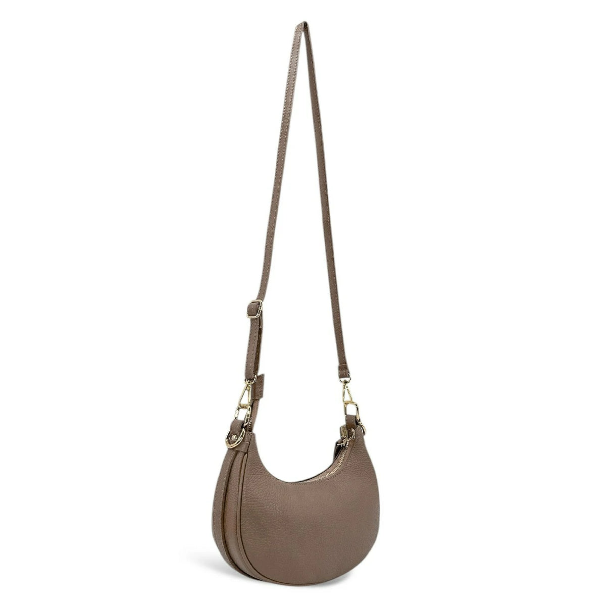 MUNE Dark Taupe suede half-moon handbag