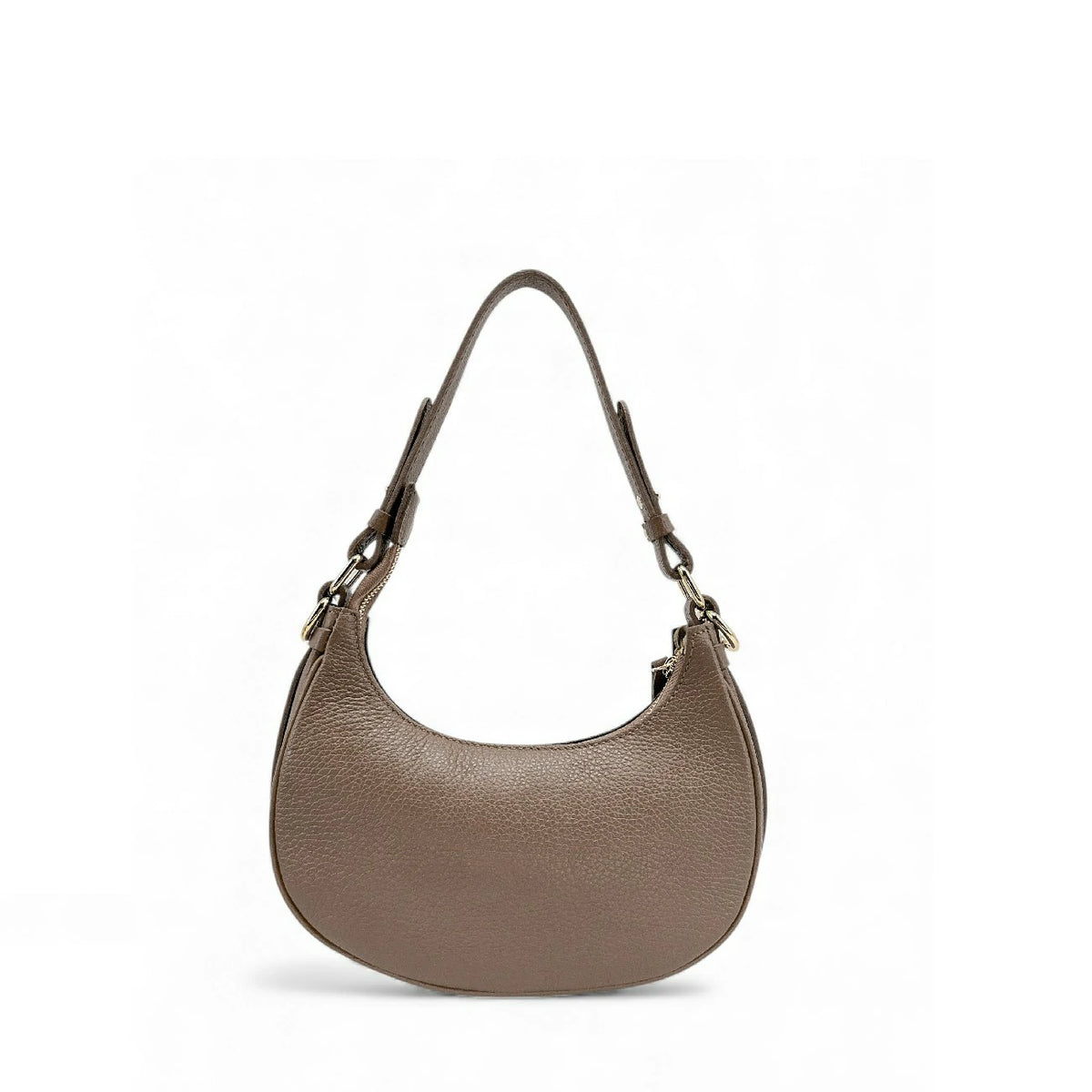MUNE Dark Taupe suede half-moon handbag