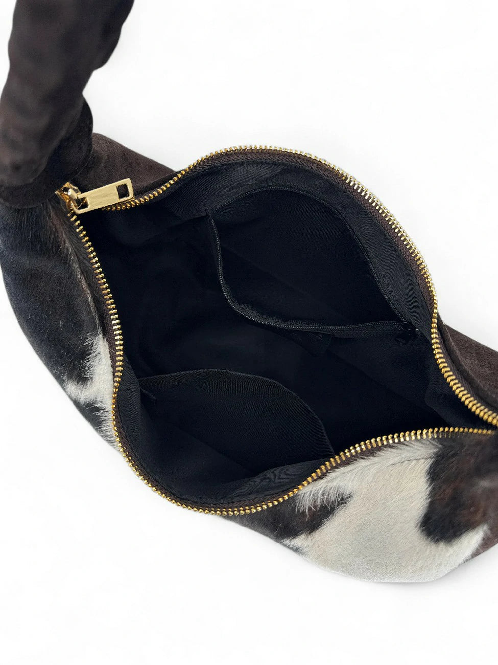 Borsa mezzaluna in pelle scamosciata e vacchetta U-NYX Numero 01