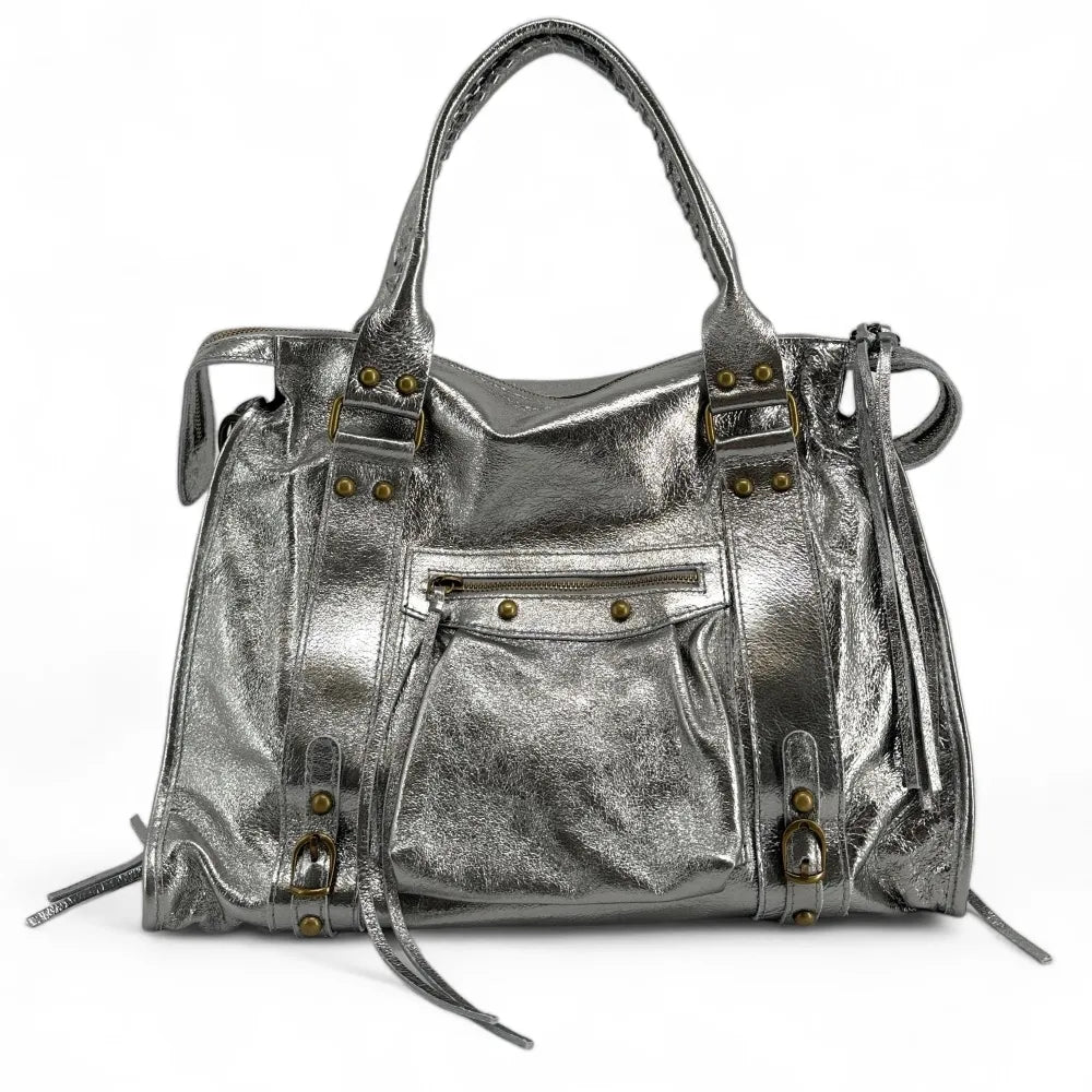 Sac de bureau en cuir irisé SANDSTORM E.L. SIROCCO Argent foncé Argent foncé