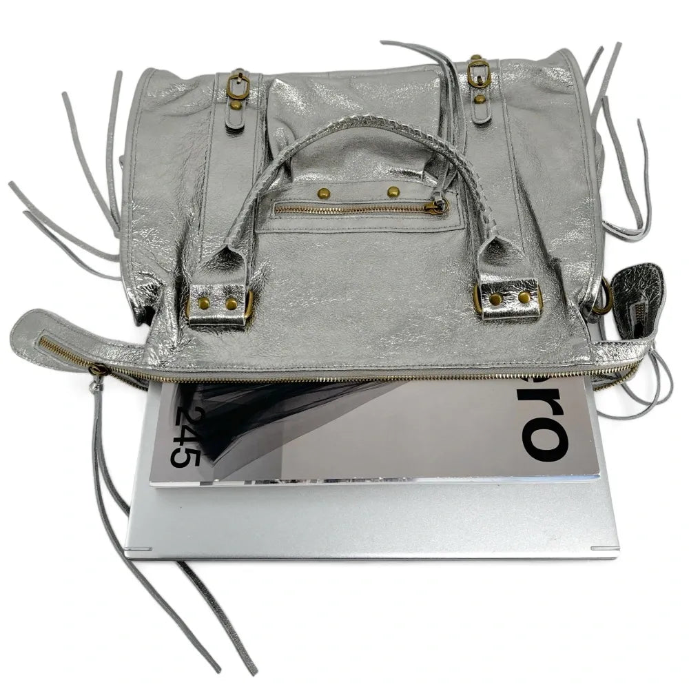 Sac de bureau en cuir irisé SANDSTORM E.L. SIROCCO Argent foncé Argent foncé