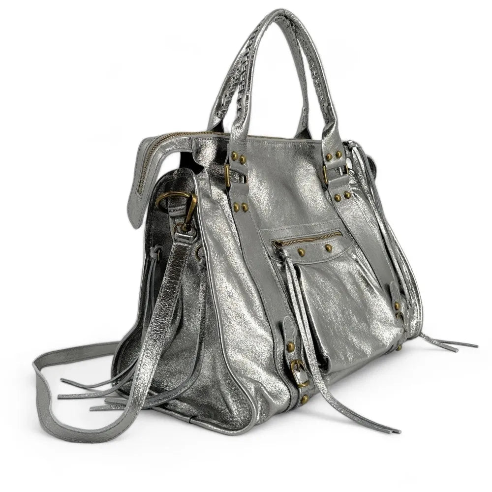 Sac de bureau en cuir irisé SANDSTORM E.L. SIROCCO Argent foncé Argent foncé
