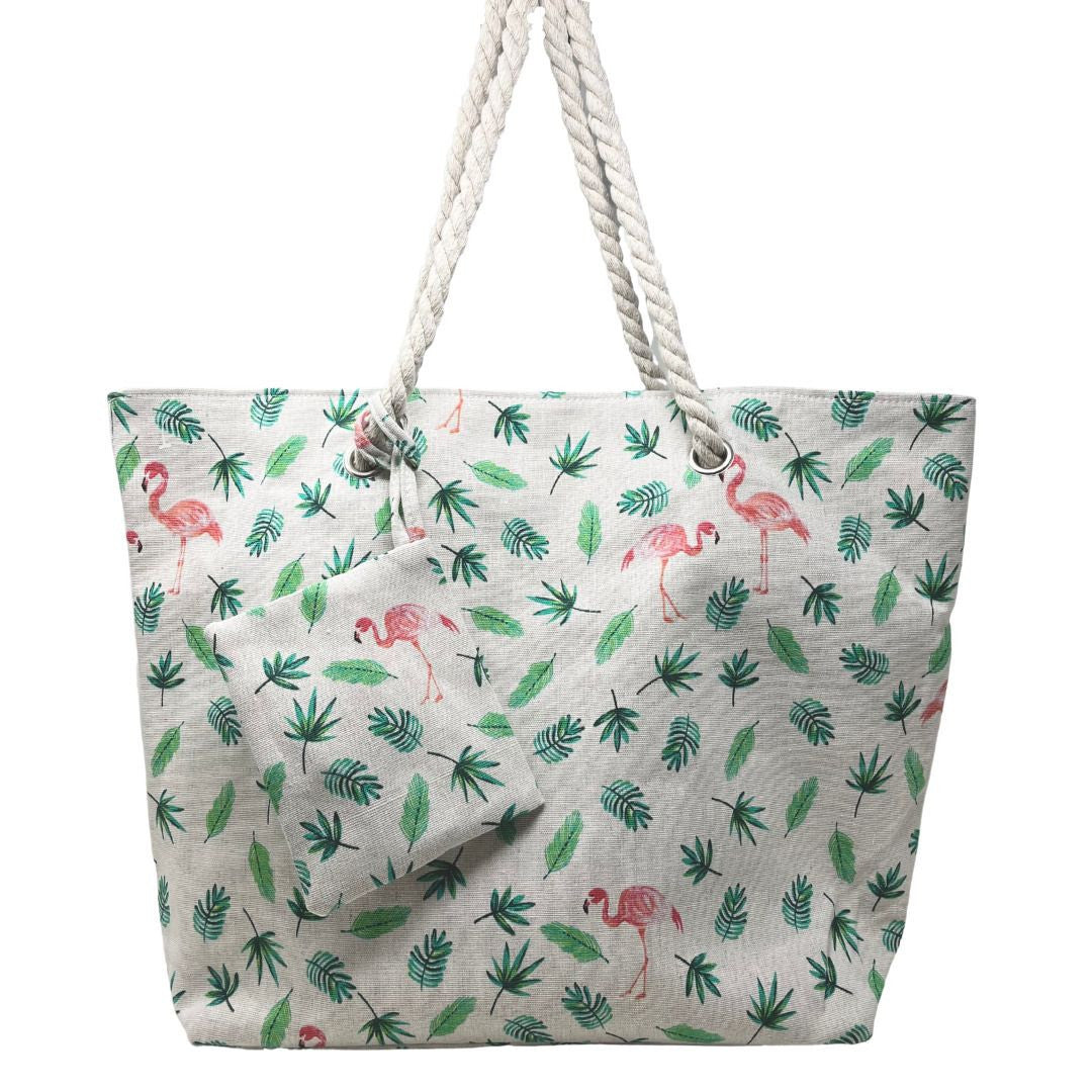 Sac de plage en polyester imprimé NAKURU Blanc Flamands blanc