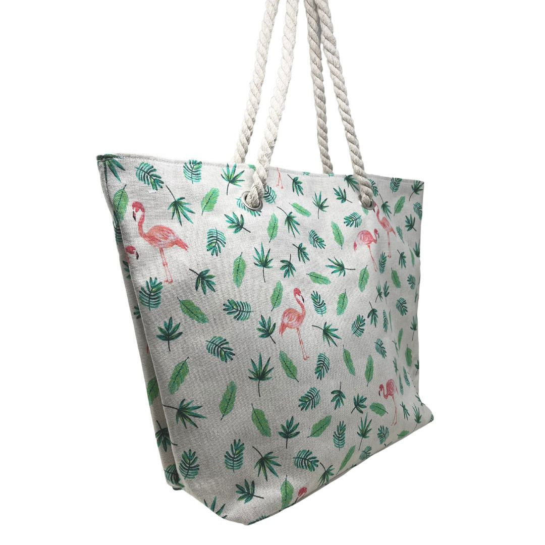 Sac de plage en polyester imprimé NAKURU Blanc Flamands blanc