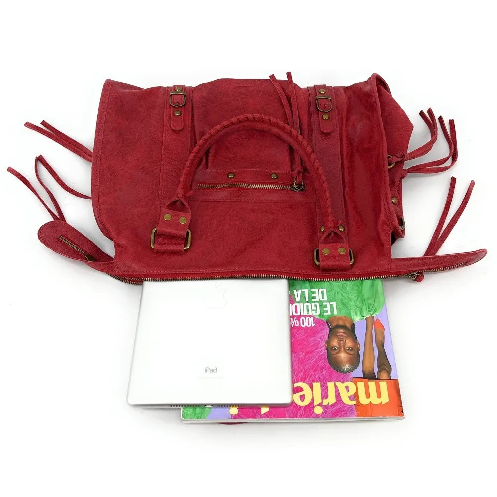 Sac de rentrée en cuir brossé SANDSTORM Rouge Rouge garance