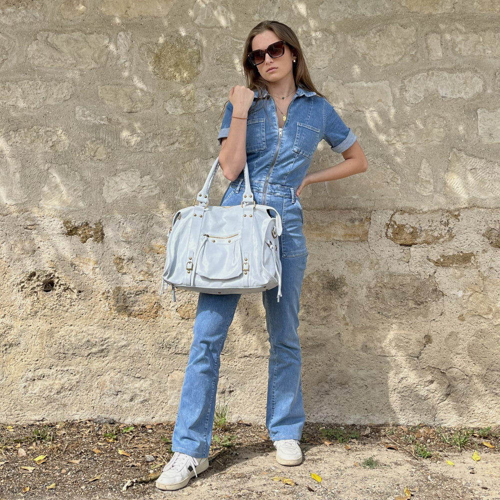 Sac de rentrée en cuir brossé SANDSTORM Blanc Blanc nuage