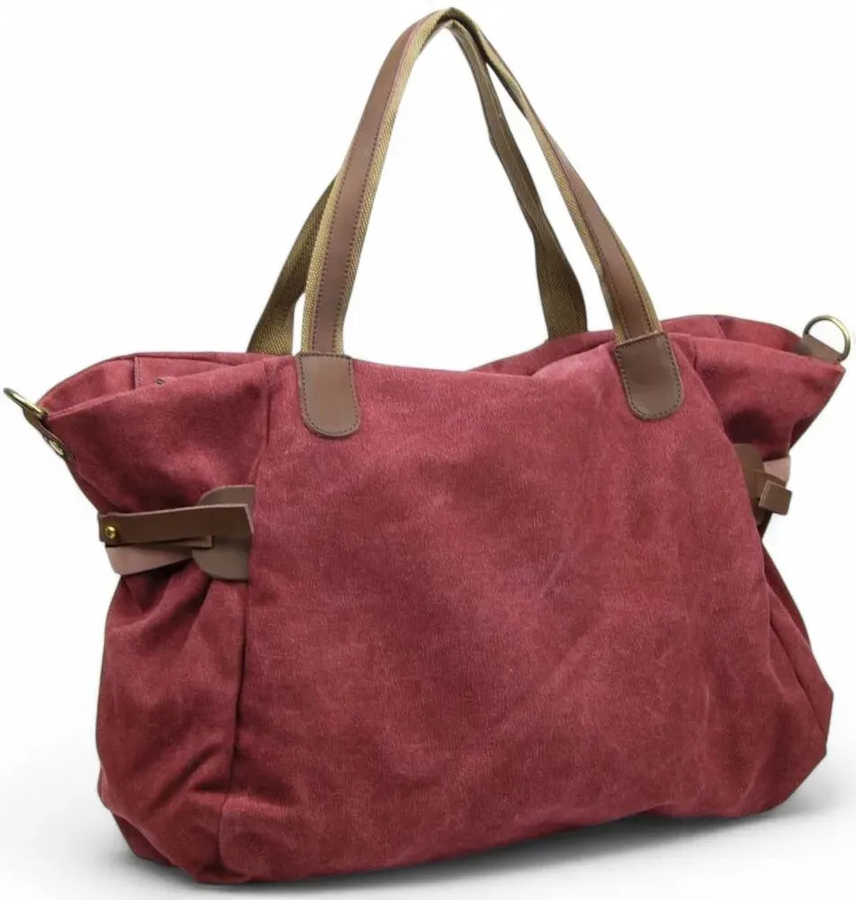 Sac de voyage et week-end cuir et toile FIDJI Rouge bordeaux