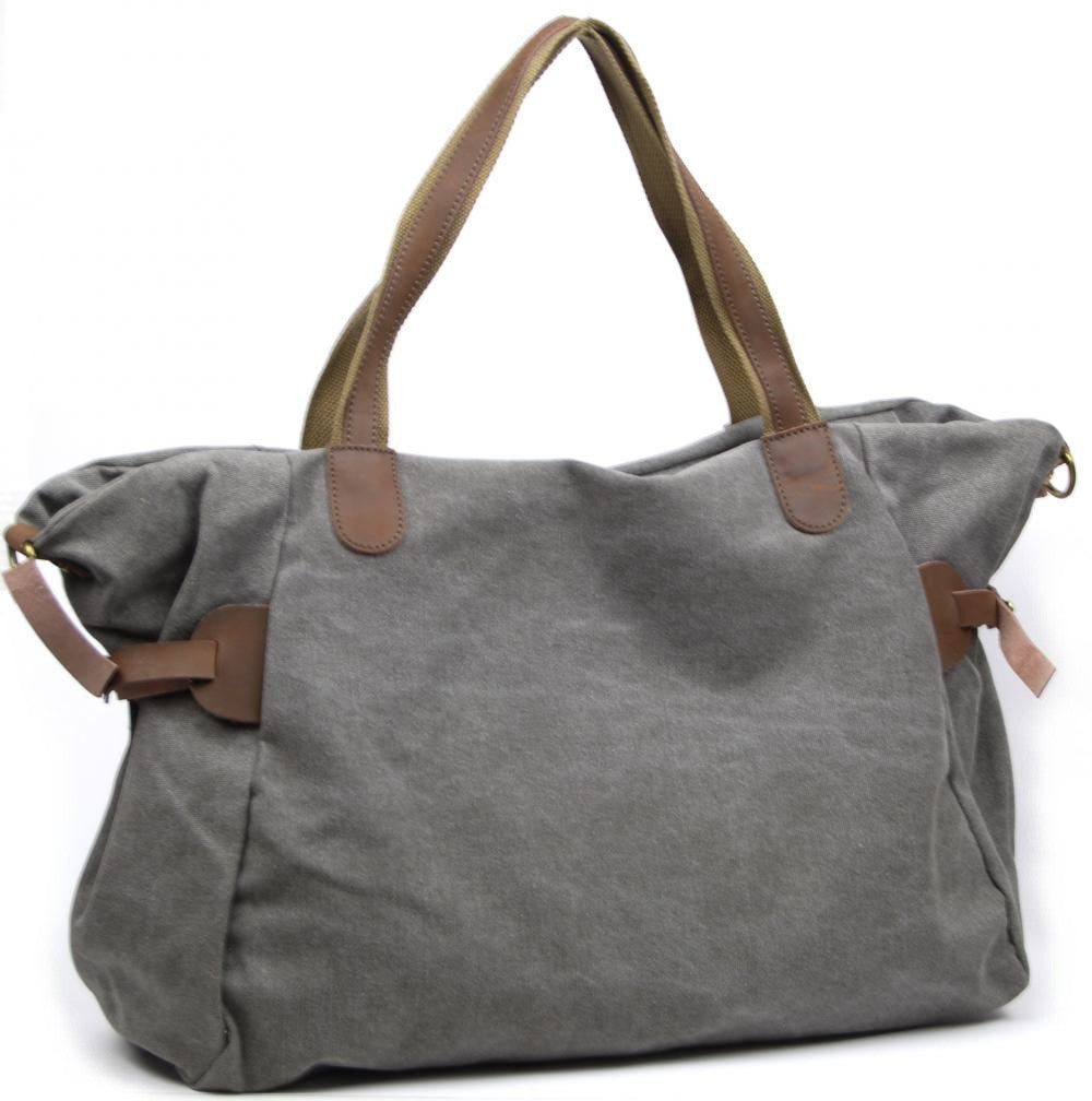 Sac de voyage et week-end cuir et toile FIDJI Gris clair