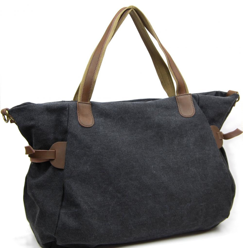 Sac de voyage et week-end cuir et toile FIDJI Noir