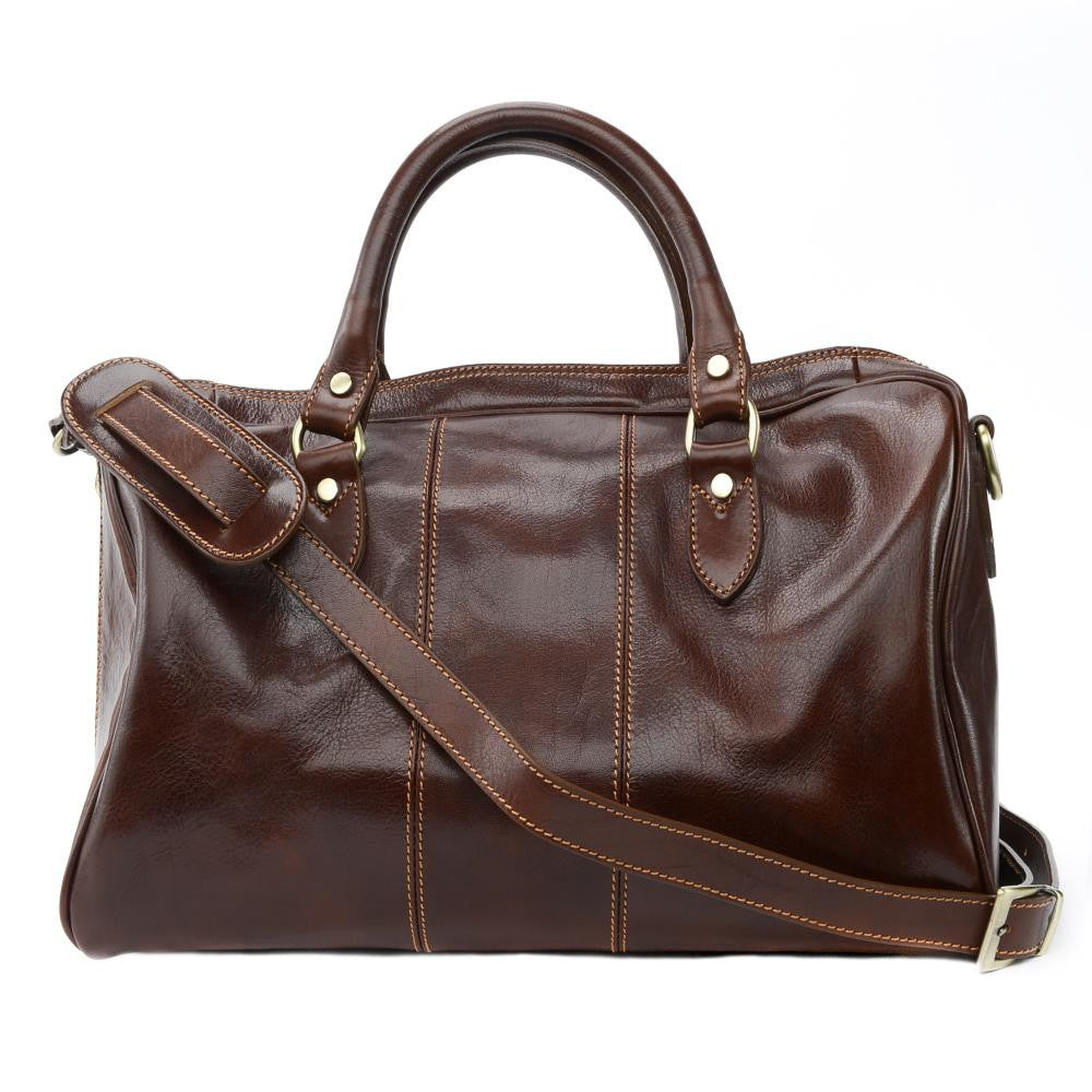 Sac de voyage en cuir lisse ANGKOR Châtaigne