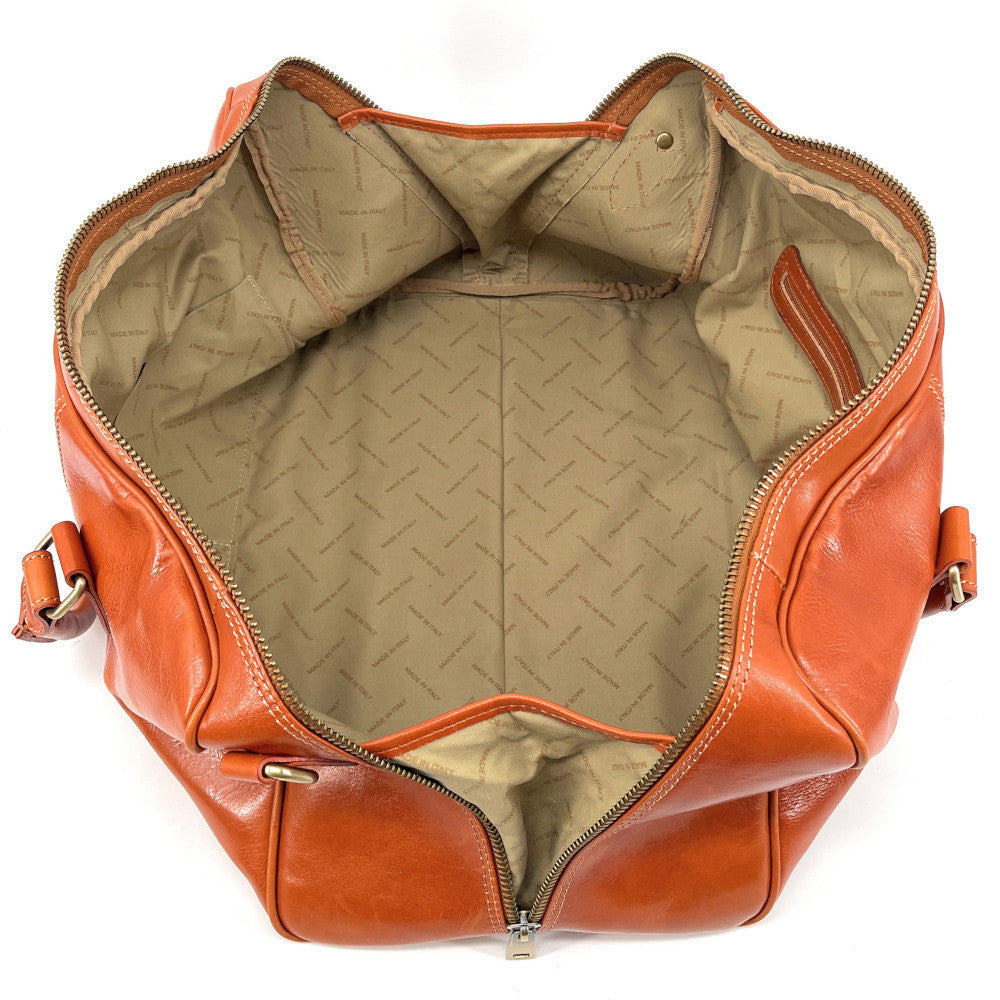 Sac de voyage en cuir lisse ANGKOR Cognac