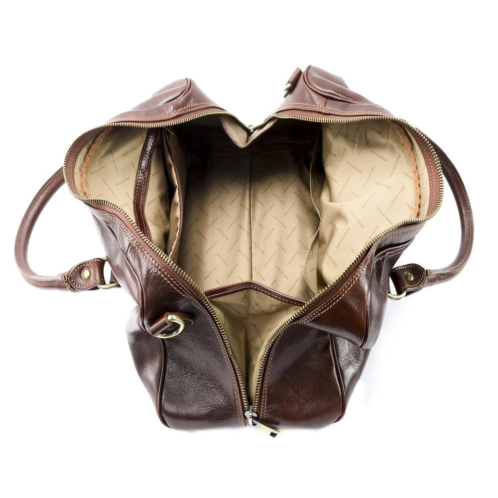Sac de voyage en cuir lisse ANGKOR Châtaigne