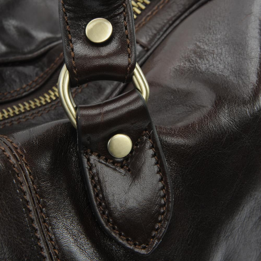 Sac de voyage en cuir lisse ANGKOR Chocolat