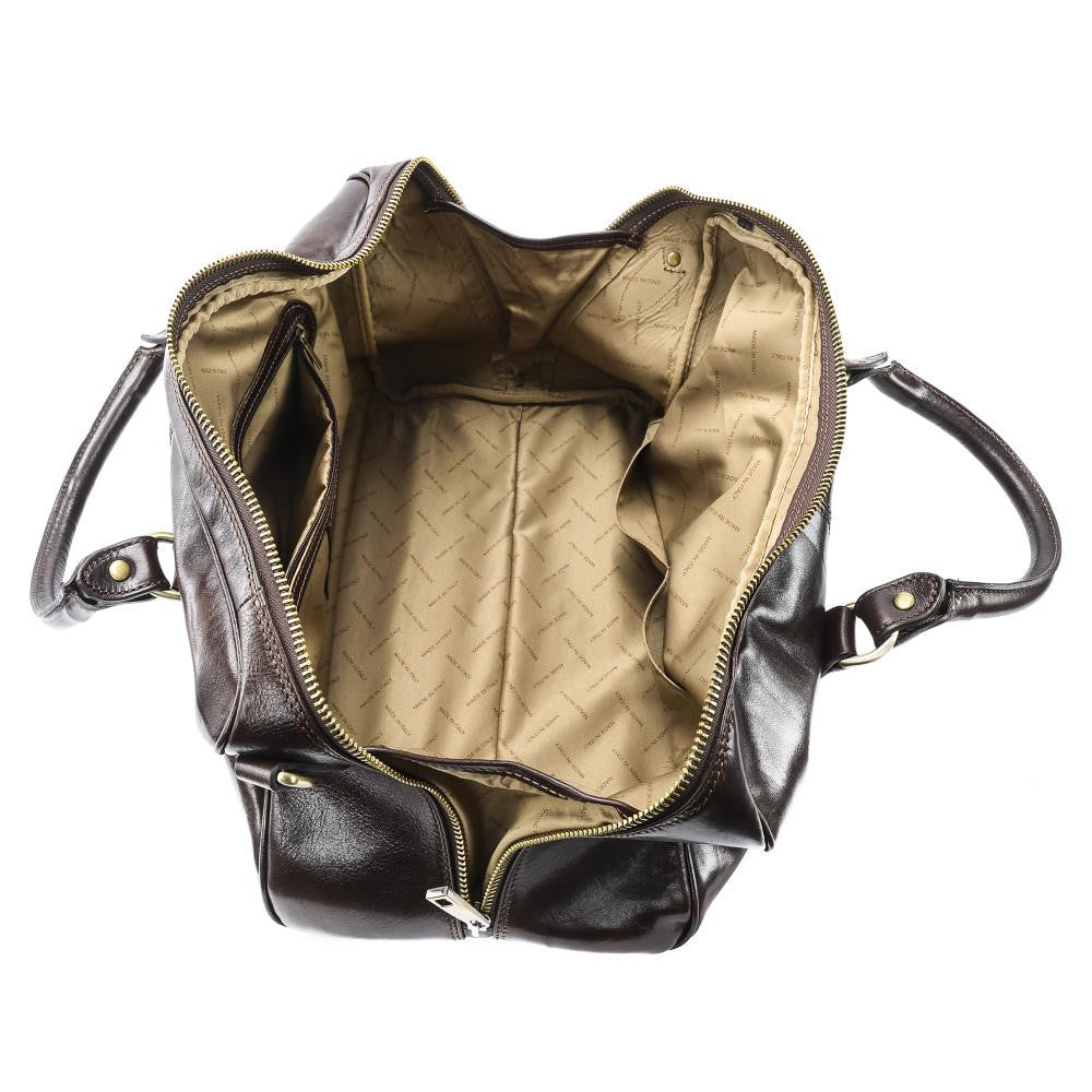 Sac de voyage en cuir lisse ANGKOR Chocolat
