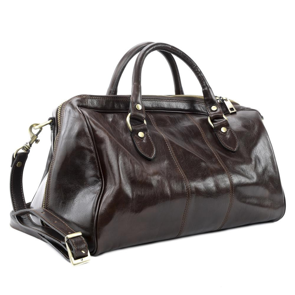 Sac de voyage en cuir lisse ANGKOR Chocolat