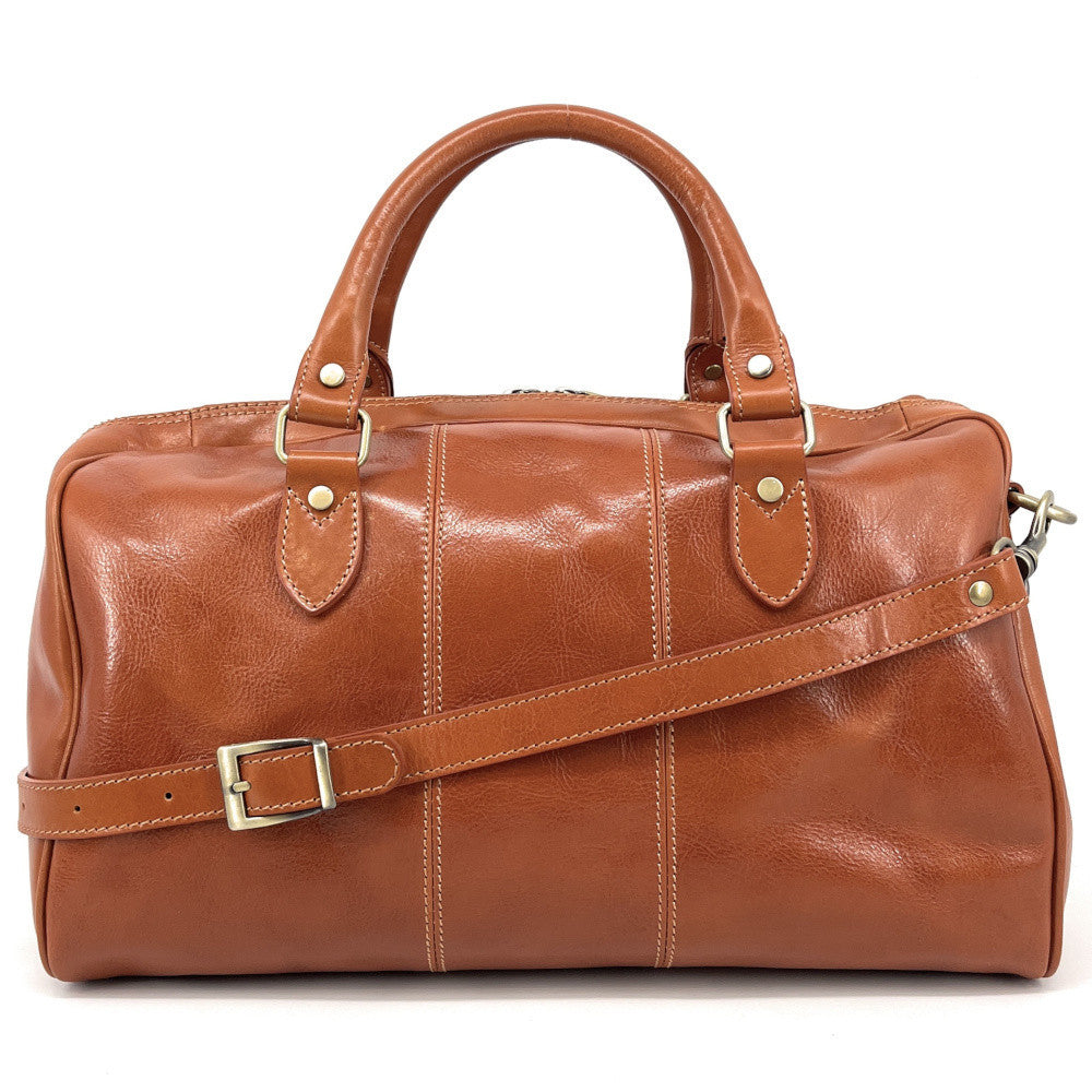 Sac de voyage en cuir lisse ANGKOR Cognac