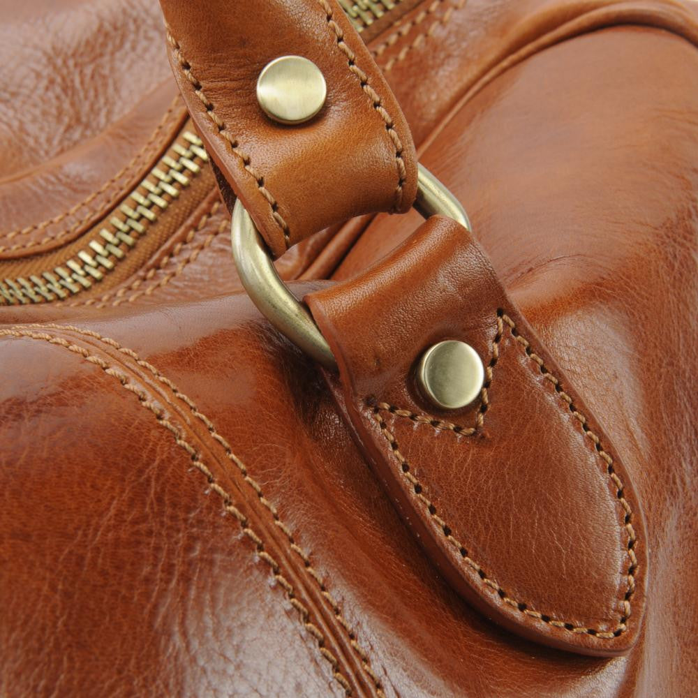 Sac de voyage en cuir lisse ANGKOR Cognac foncé