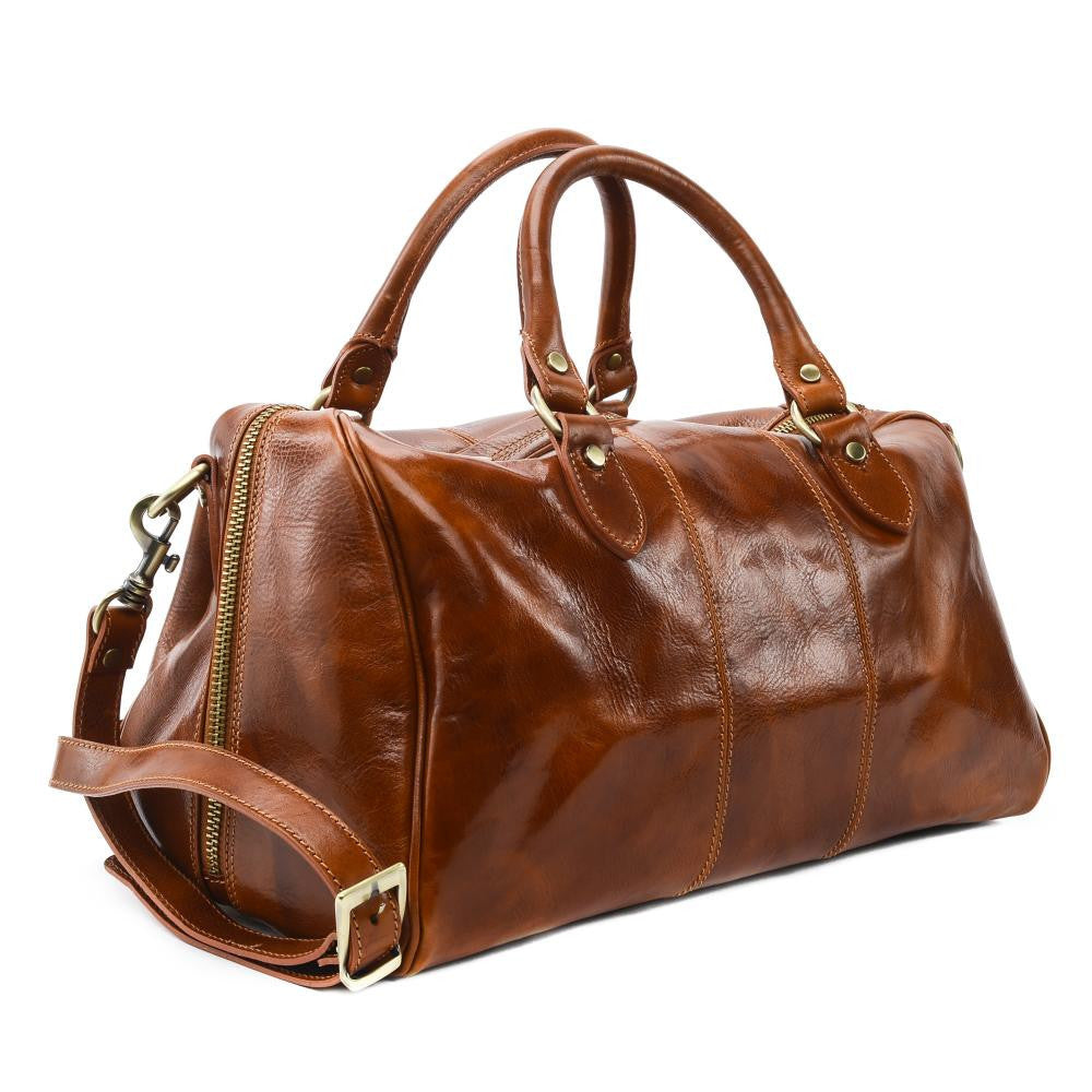 Sac de voyage en cuir lisse ANGKOR Cognac foncé