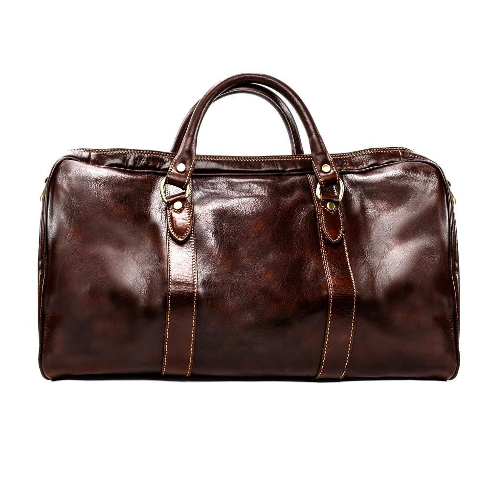 Sac de voyage en cuir lisse KALAHARI Châtaigne