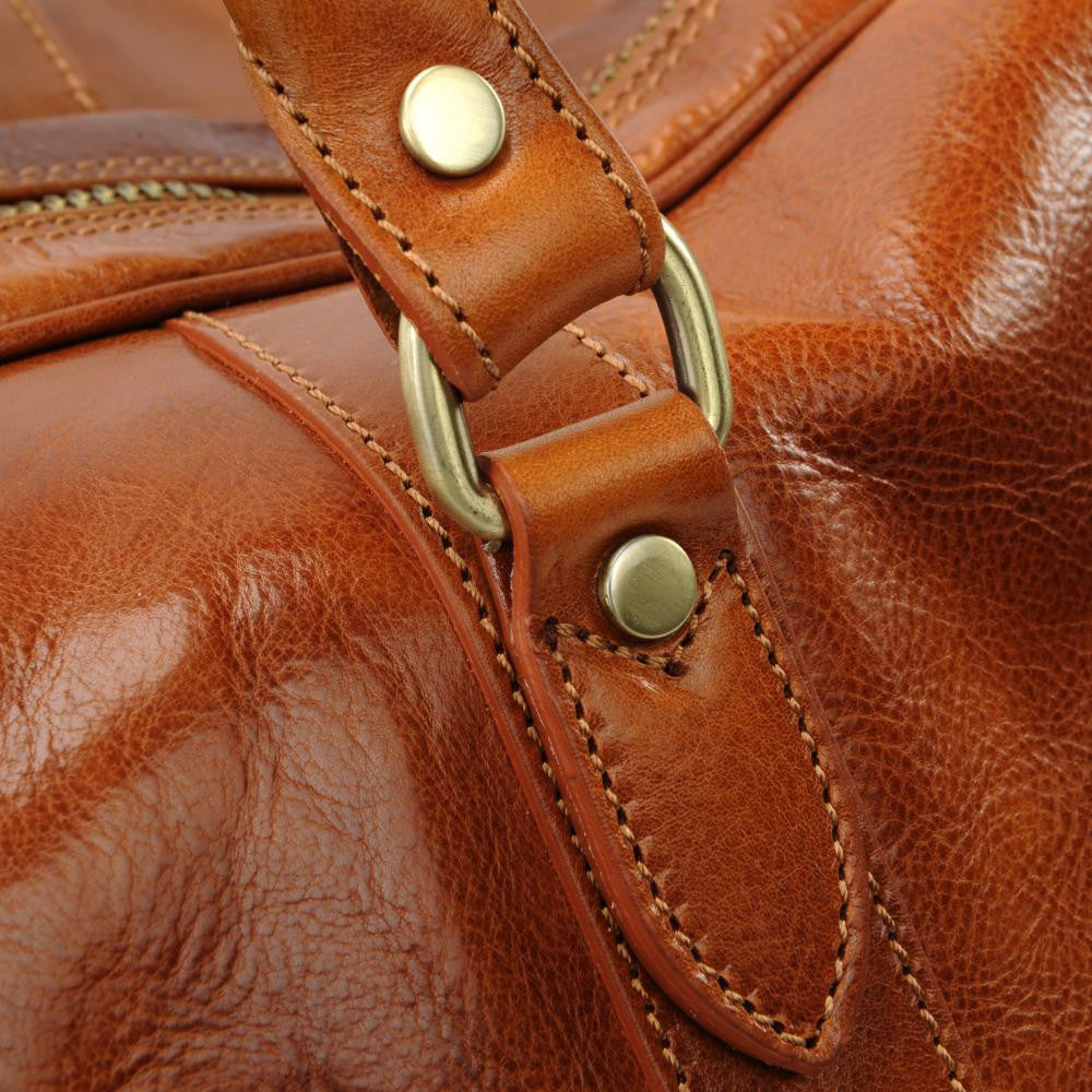 Sac de voyage en cuir lisse KALAHARI Cognac