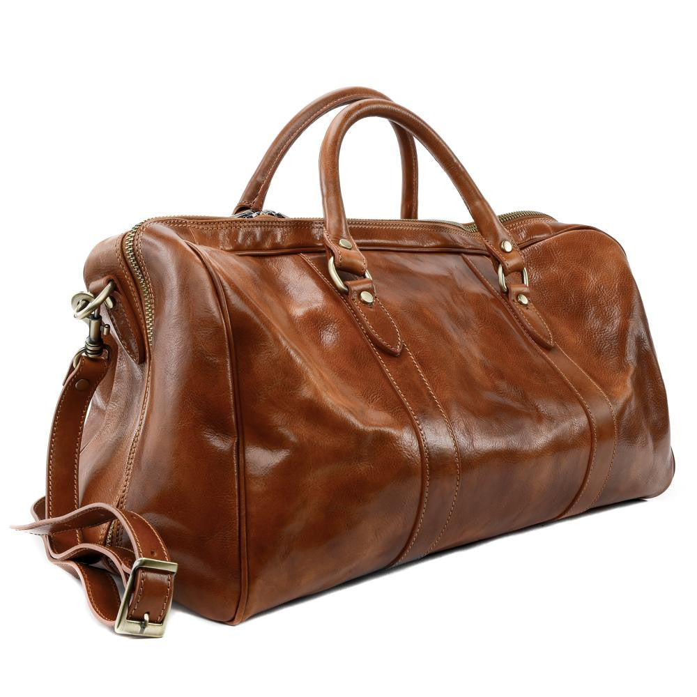 Sac de voyage en cuir lisse KALAHARI Cognac