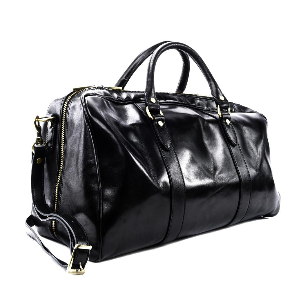 Sac de voyage en cuir lisse KALAHARI Noir