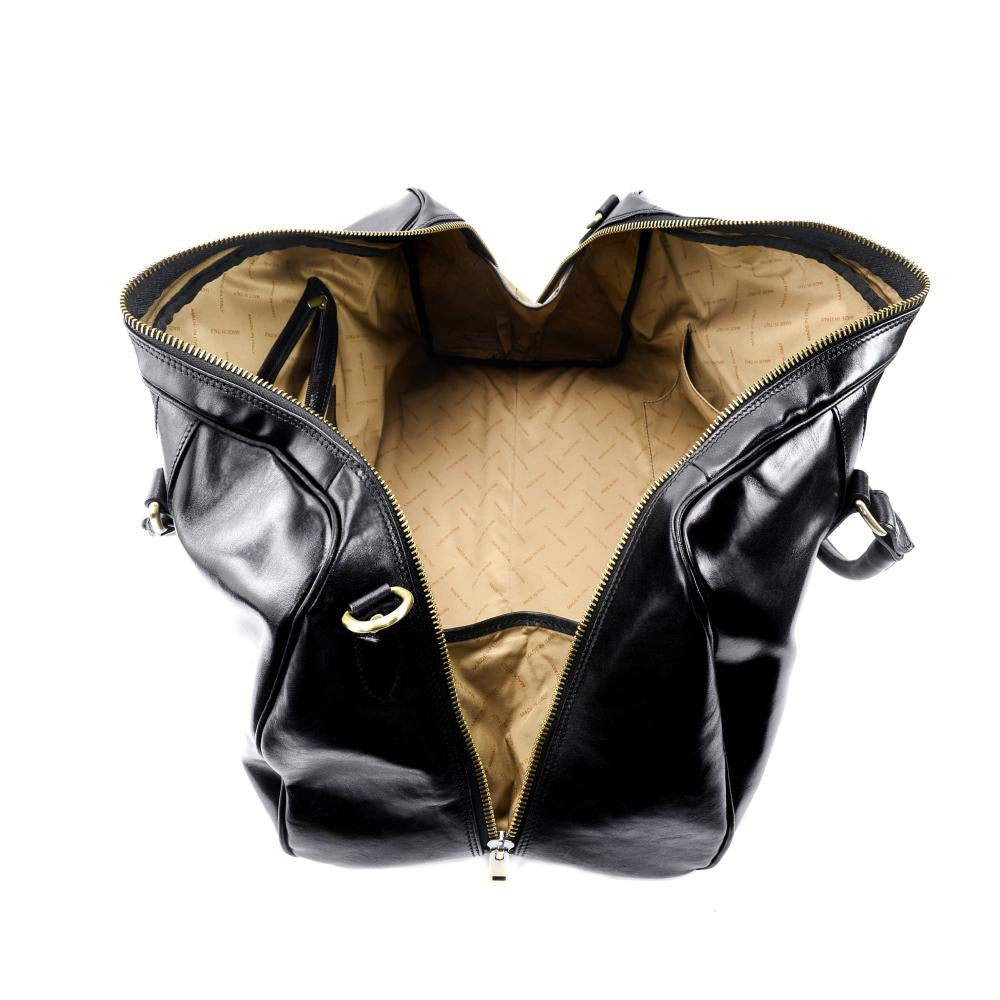 Sac de voyage en cuir lisse KALAHARI Noir