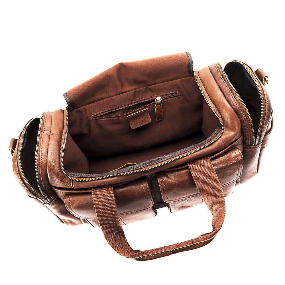 Sac de voyage en cuir lisse ACCRA Camel foncé
