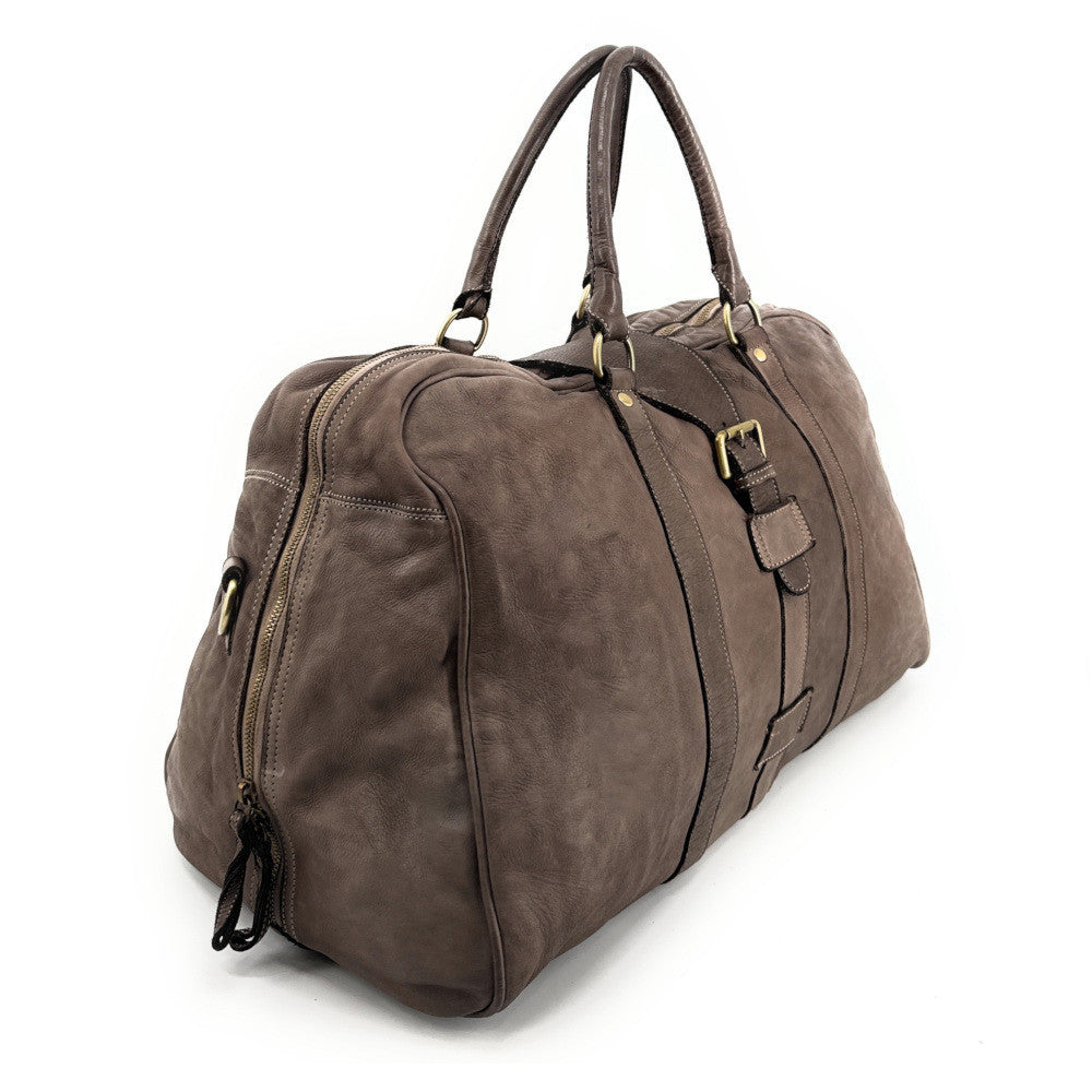 Sac de voyage en cuir vintage COBA Taupe foncé