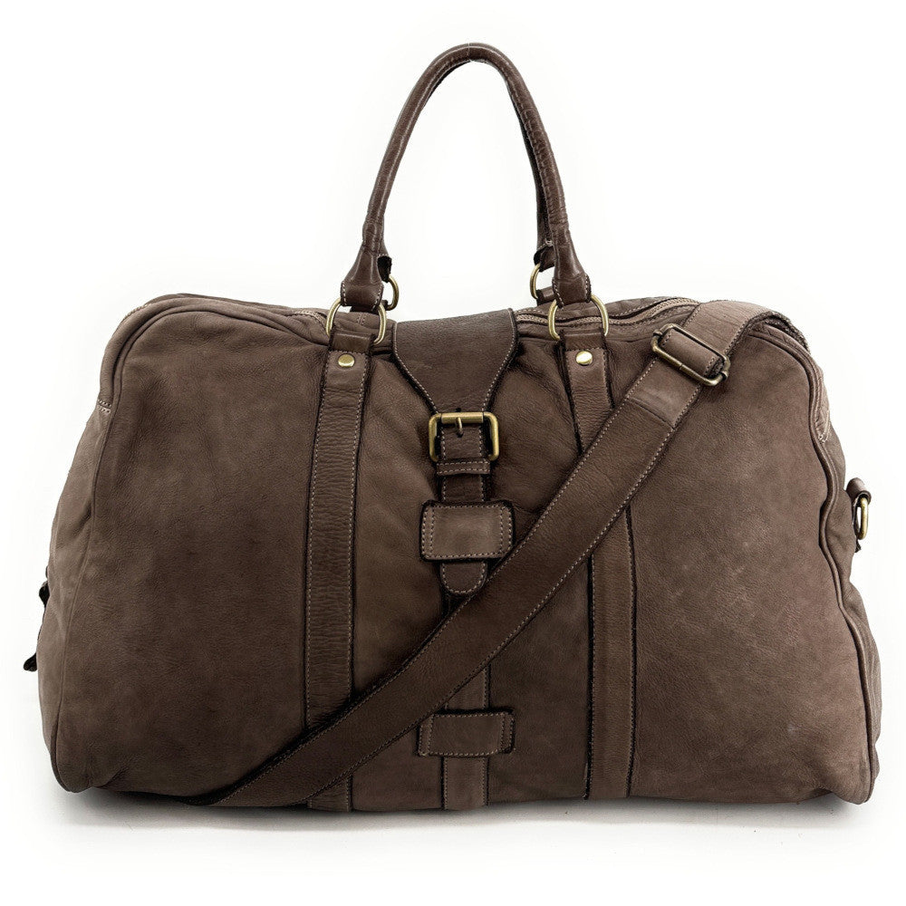 Sac de voyage en cuir vintage COBA Taupe foncé