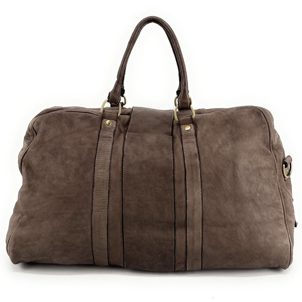 Sac de voyage en cuir vintage COBA Taupe foncé