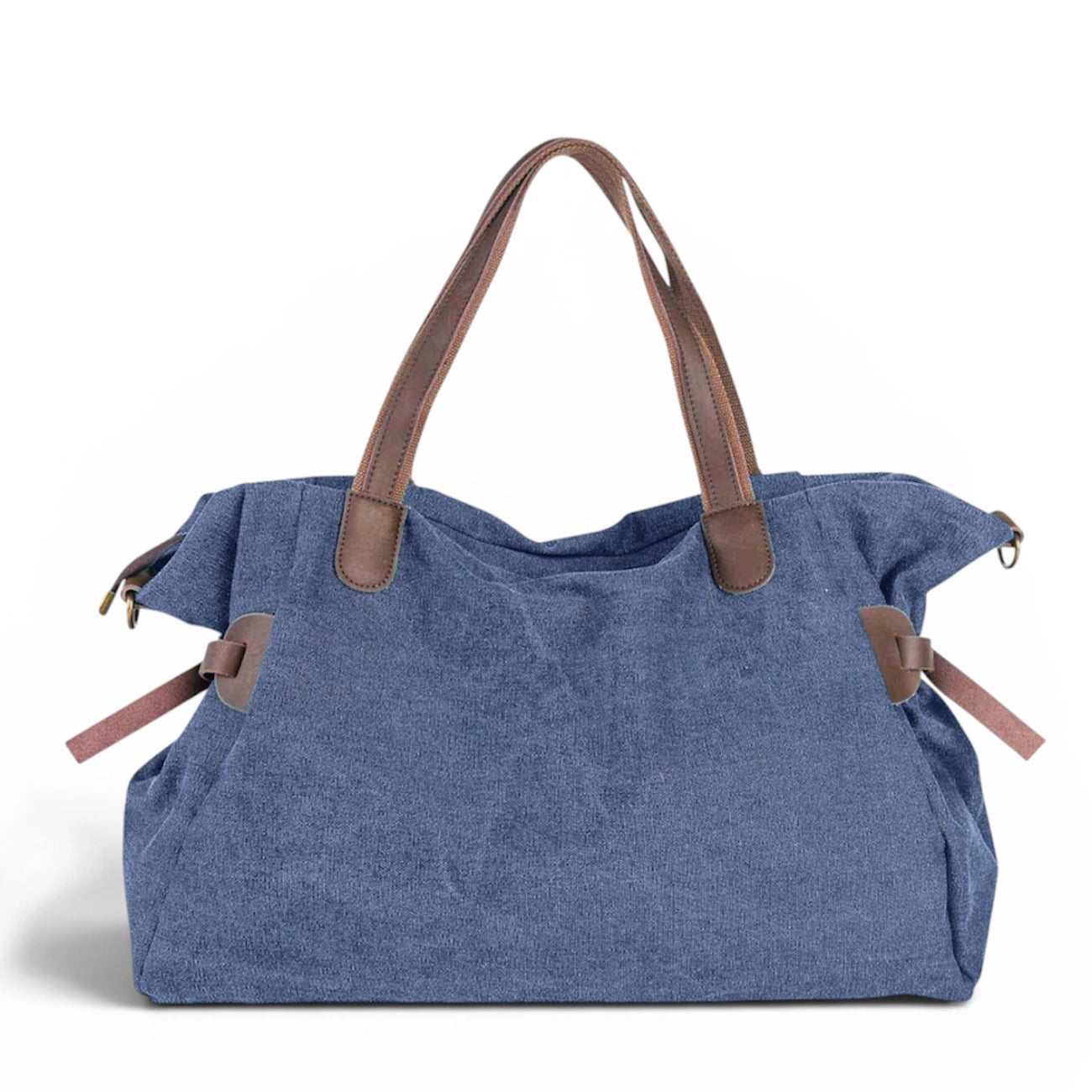 Sac de voyage et week-end cuir et toile FIDJI Bleu denim
