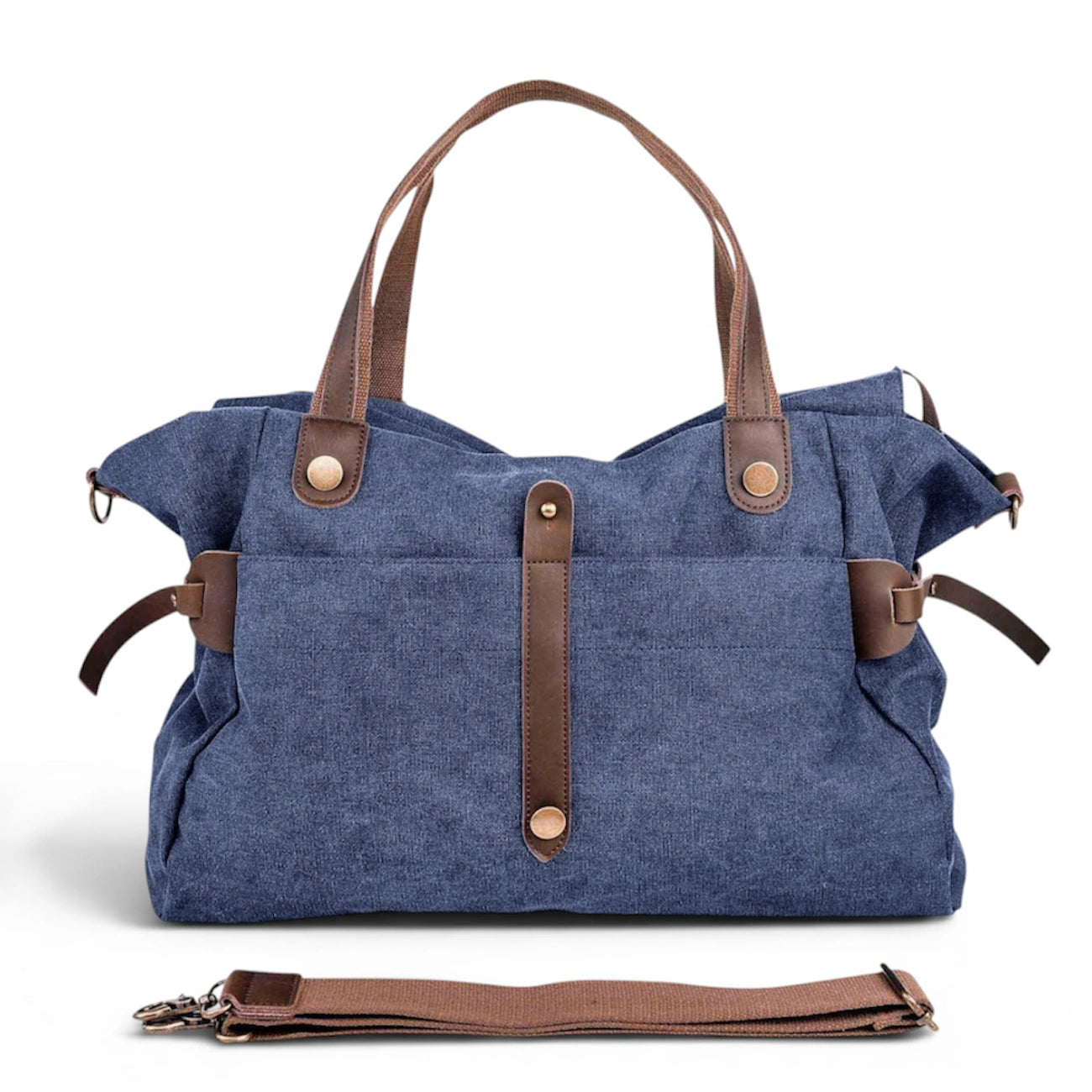Sac de voyage et week-end cuir et toile FIDJI Bleu denim