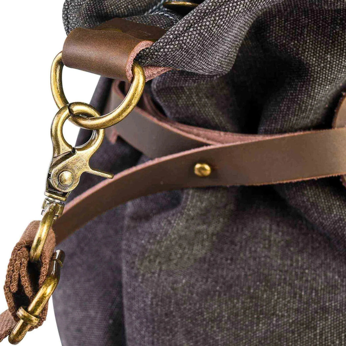 FIDJI leather and canvas travel and weekend bag, Taupe gray