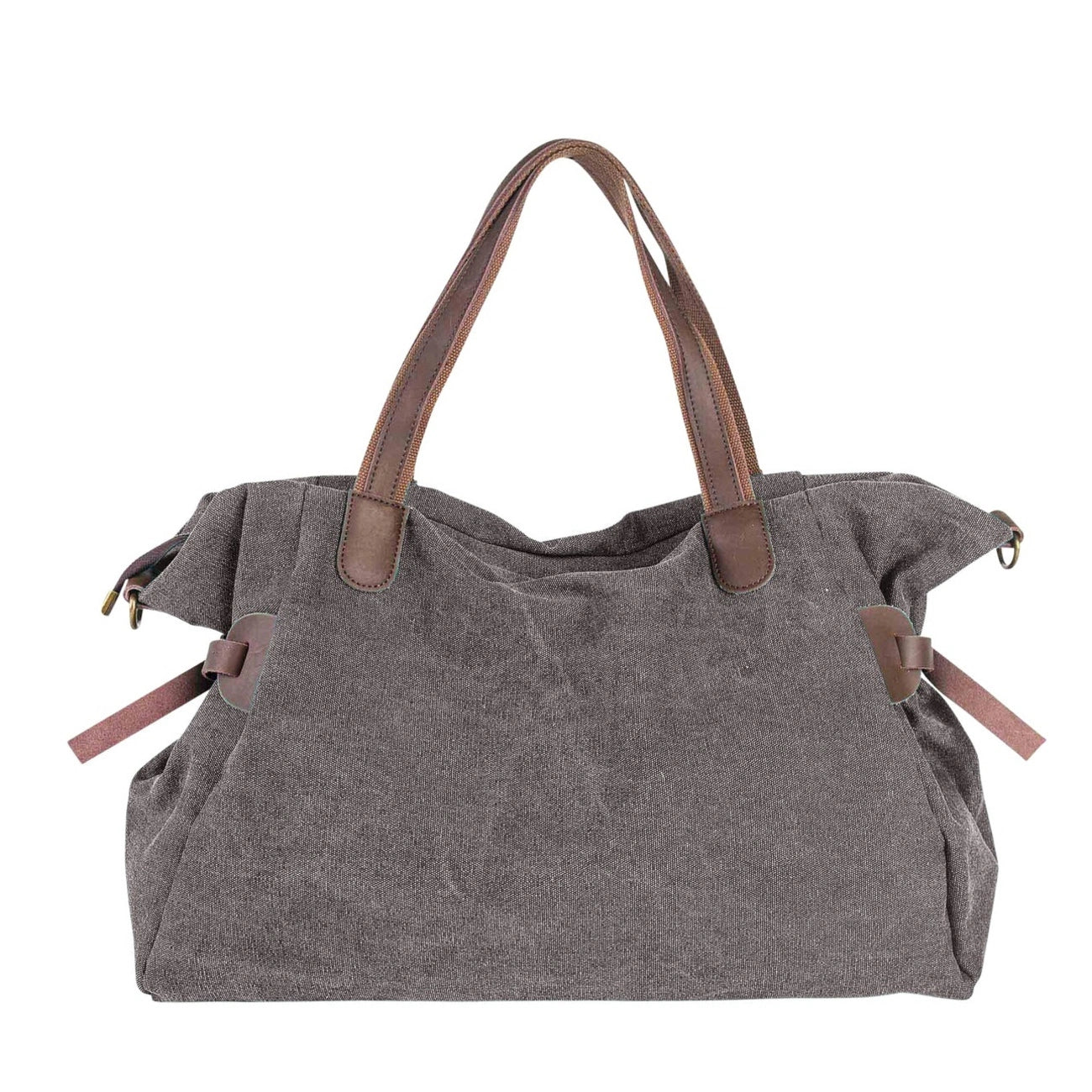 Sac de voyage et week-end cuir et toile FIDJI Gris taupé
