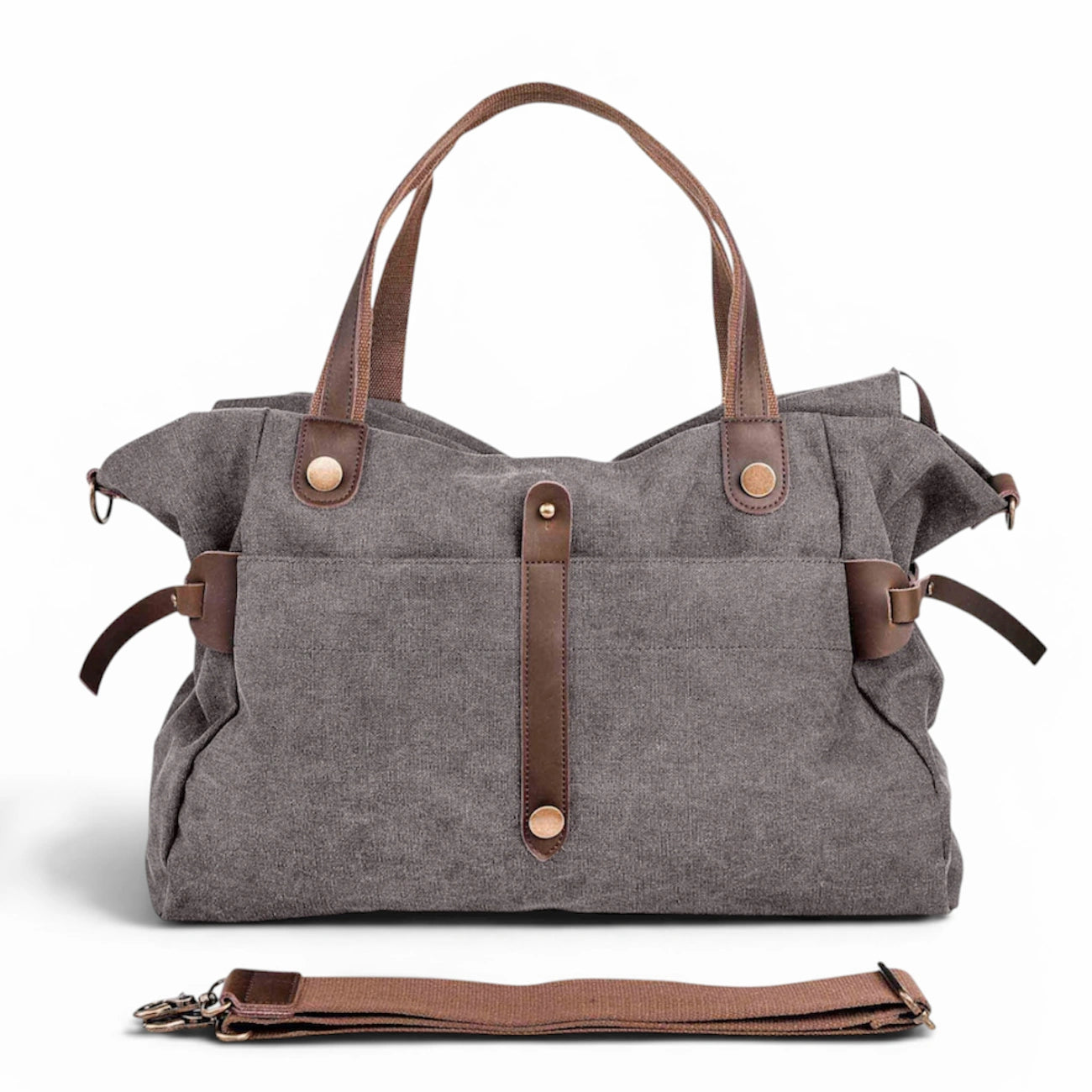 Sac de voyage et week-end cuir et toile FIDJI Gris taupé