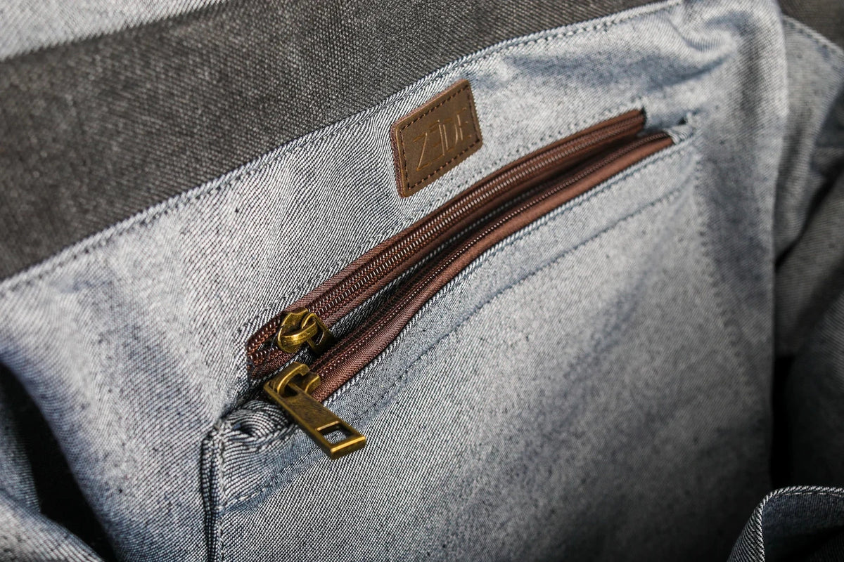 FIDJI leather and canvas travel and weekend bag, Taupe gray