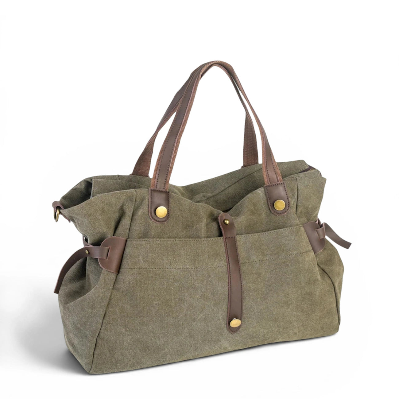 Sac de voyage et week-end cuir et toile FIDJI Vert olive
