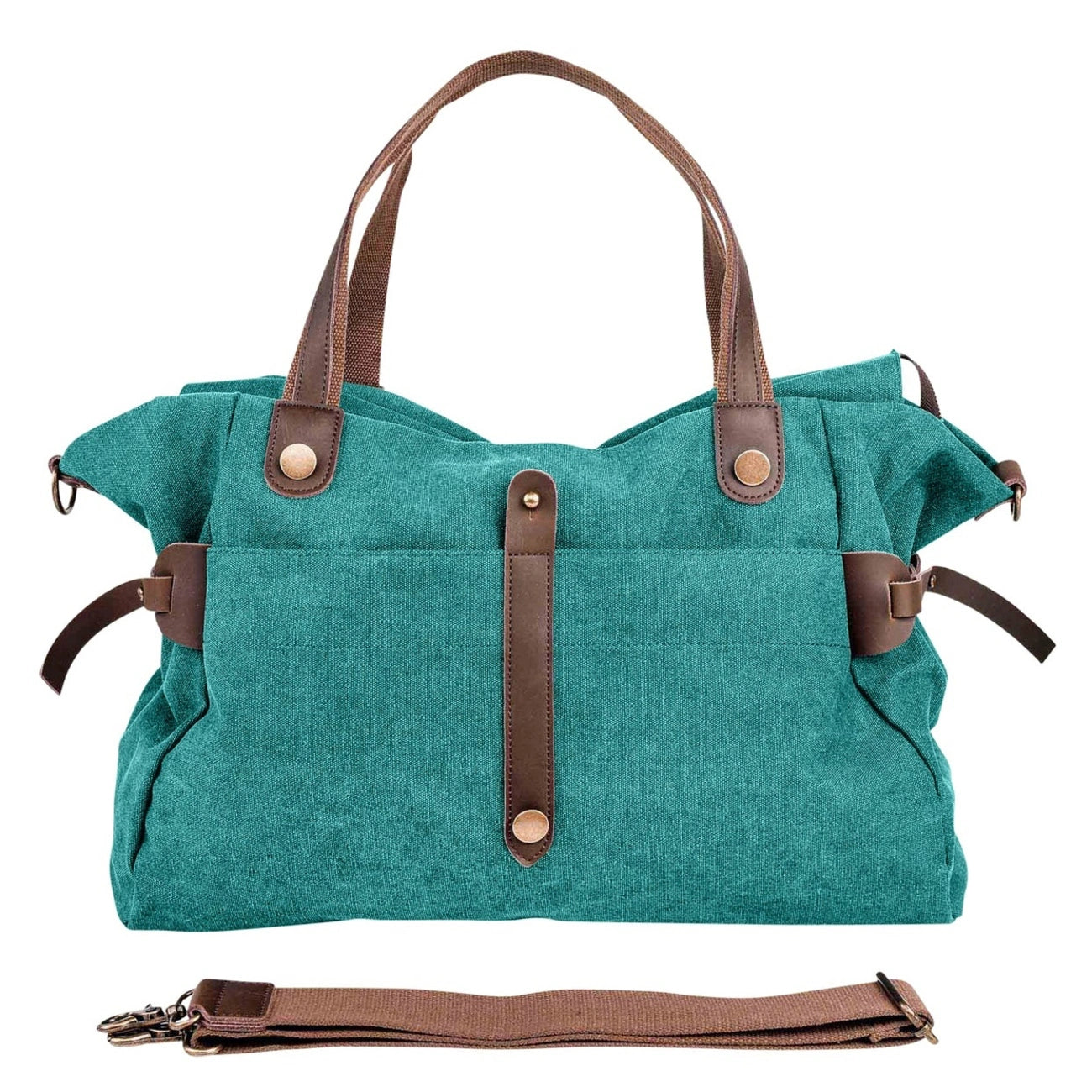 Sac de voyage et week-end cuir et toile FIDJI Vert canard