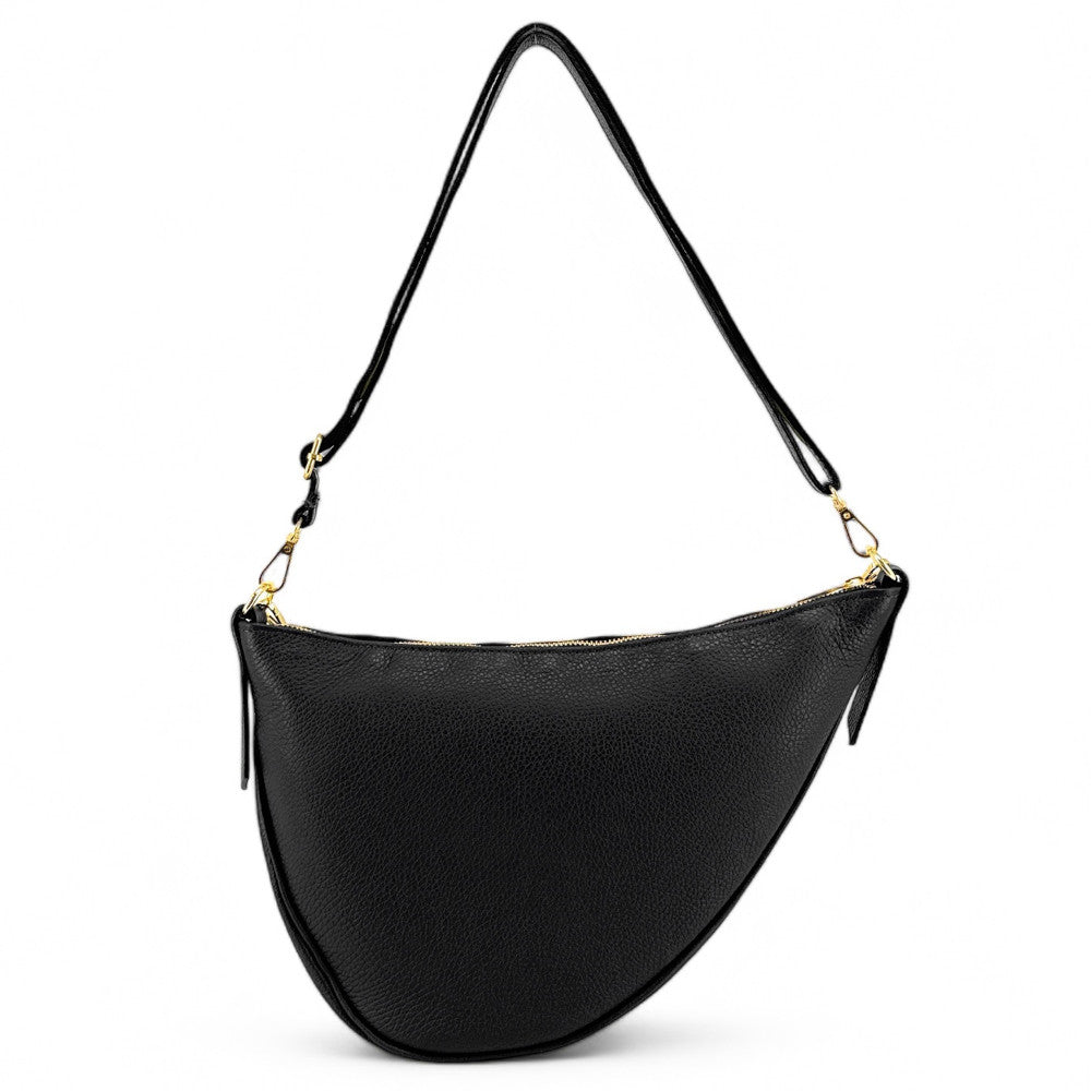 Sac demi-lune en cuir grainé DIANE Noir