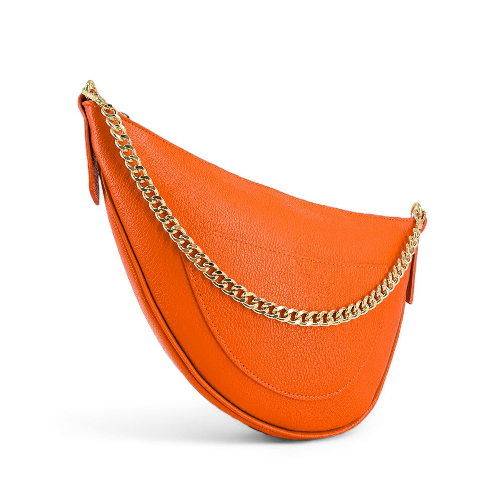 Sac demi-lune en cuir grainé DIANE Orange